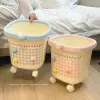 Sweetheart girl trash can with wheels, high appearance level, household wastebasket, large capacity, movable, girl ins style Specification image